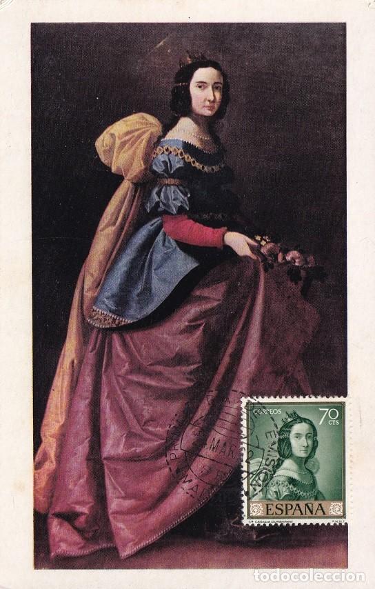 Sellos: Tarjeta Entero Postal 1962 Primer d&iacute;a - Santa Casilda Izurbarani - Zurbaran - Santa Casilda