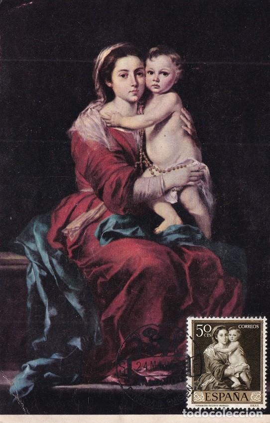 Briefmarken: M&aacute;xima Madrid 1960 - La Virgen del Rosario de Murillo - Primer d&iacute;a de circulaci&oacute;n