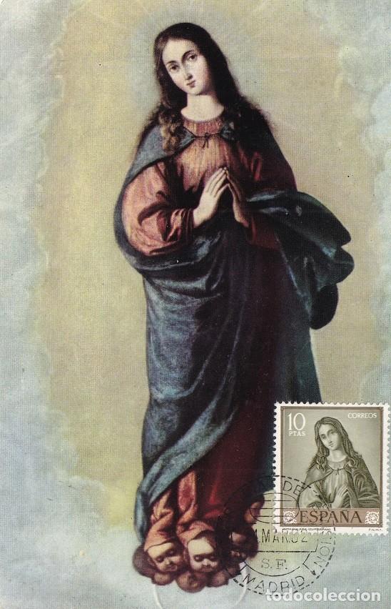 Sellos: M&aacute;xima Madrid 1962 - La Inmaculada - Zurbar&aacute;n - Primer d&iacute;a de circulaci&oacute;n