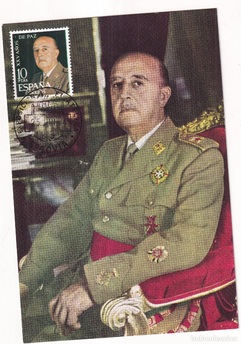 Timbres: Tarjeta m&aacute;xima. XXV A&ntilde;os de Paz. Franco creador de la paz . Exposici&oacute;n filat&eacute;lica Segovia 1954