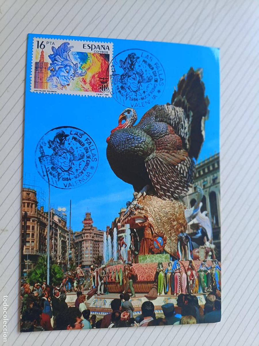 Stamps: Fallas de Valencia 1984 Tarjeta m&aacute;xima
