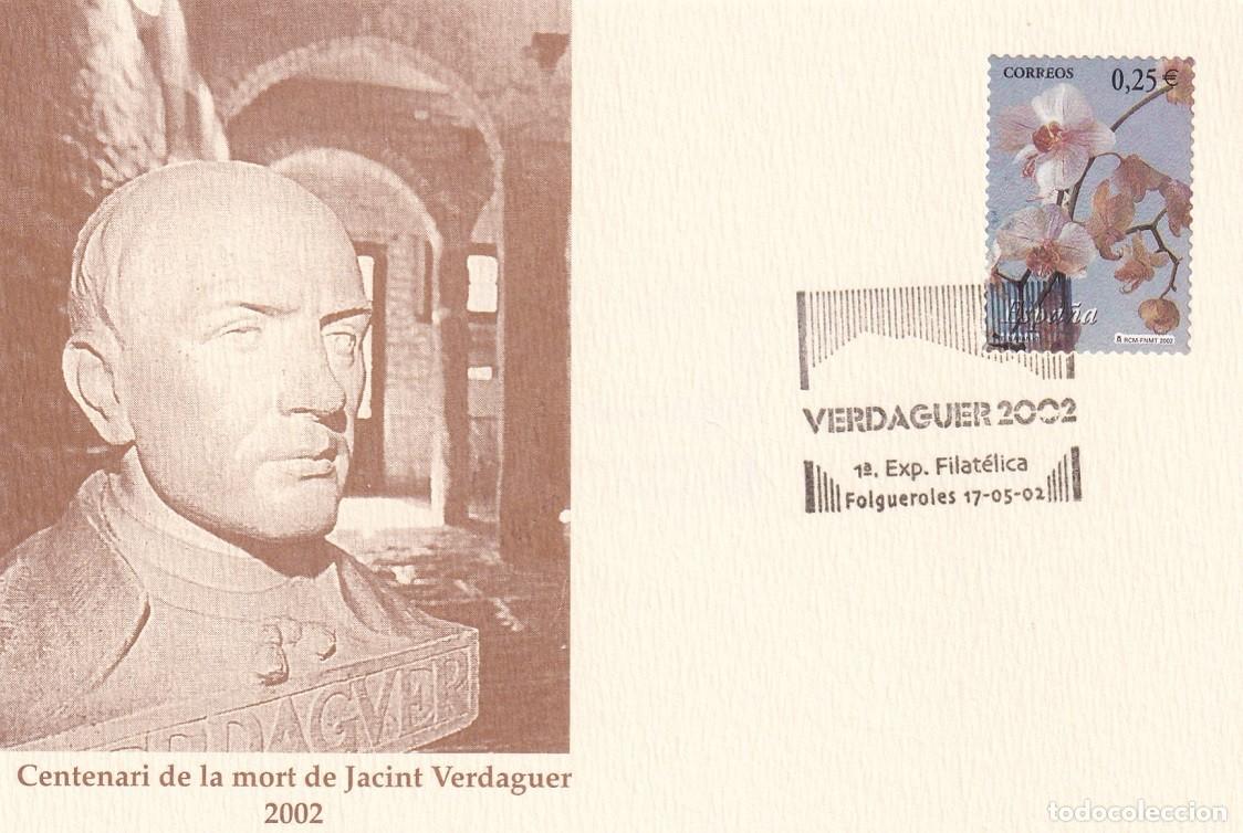Briefmarken: Folgueroles 2002 1&ordf; Exp. Filat&eacute;lica - Centenari de la mort de Jacint Verdaguer / Jordi Vila