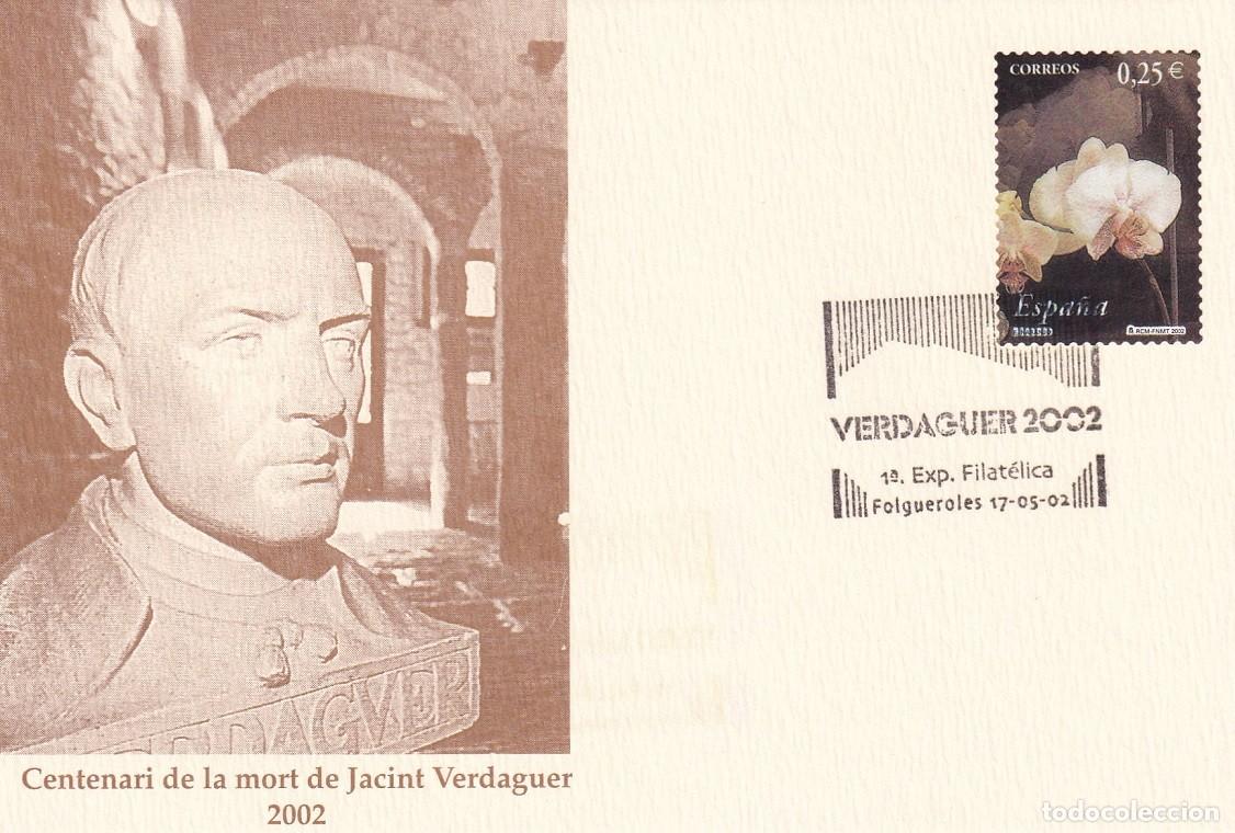 Sellos: Folgueroles 2002 1&ordf; Exp. Filat&eacute;lica - Centenari de la mort de Jacint Verdaguer / Jordi Vila