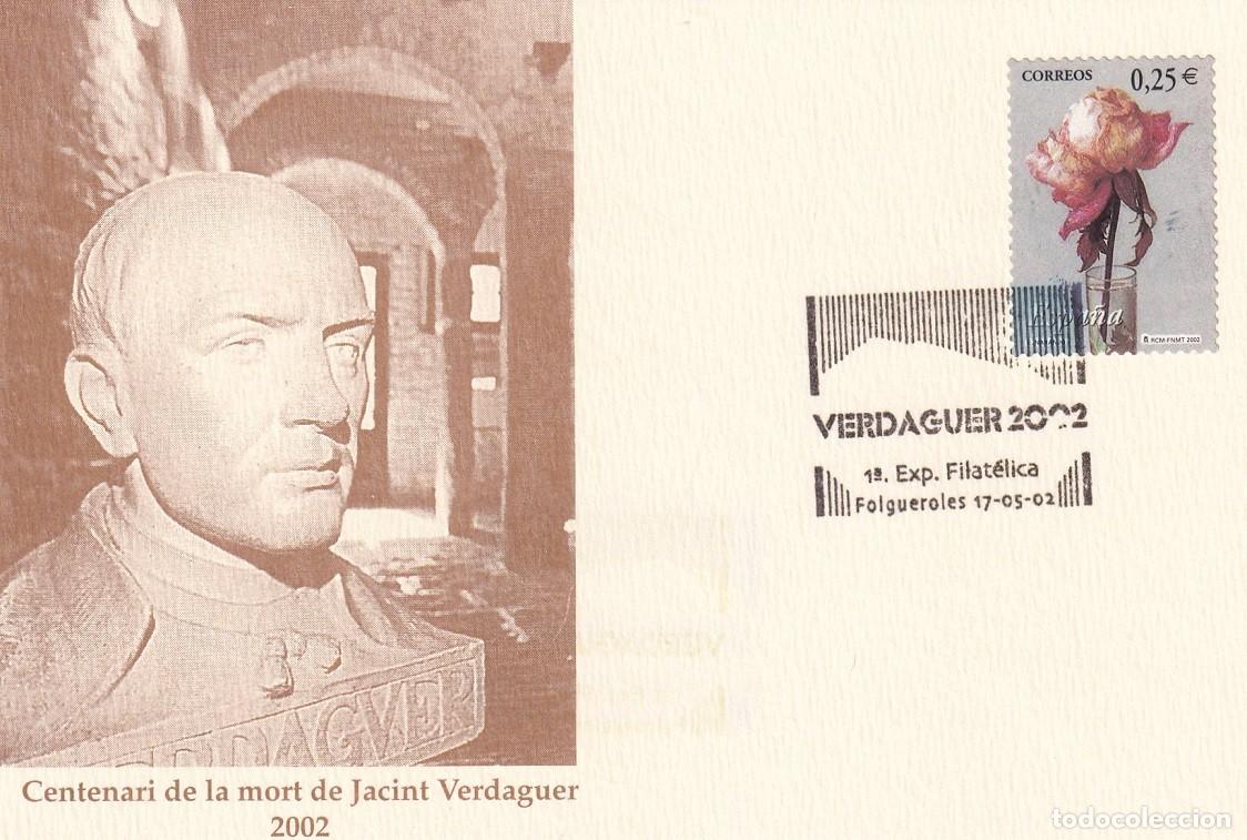 Sellos: Folgueroles 2002 1&ordf; Exp. Filat&eacute;lica - Centenari de la mort de Jacint Verdaguer / Jordi Vila