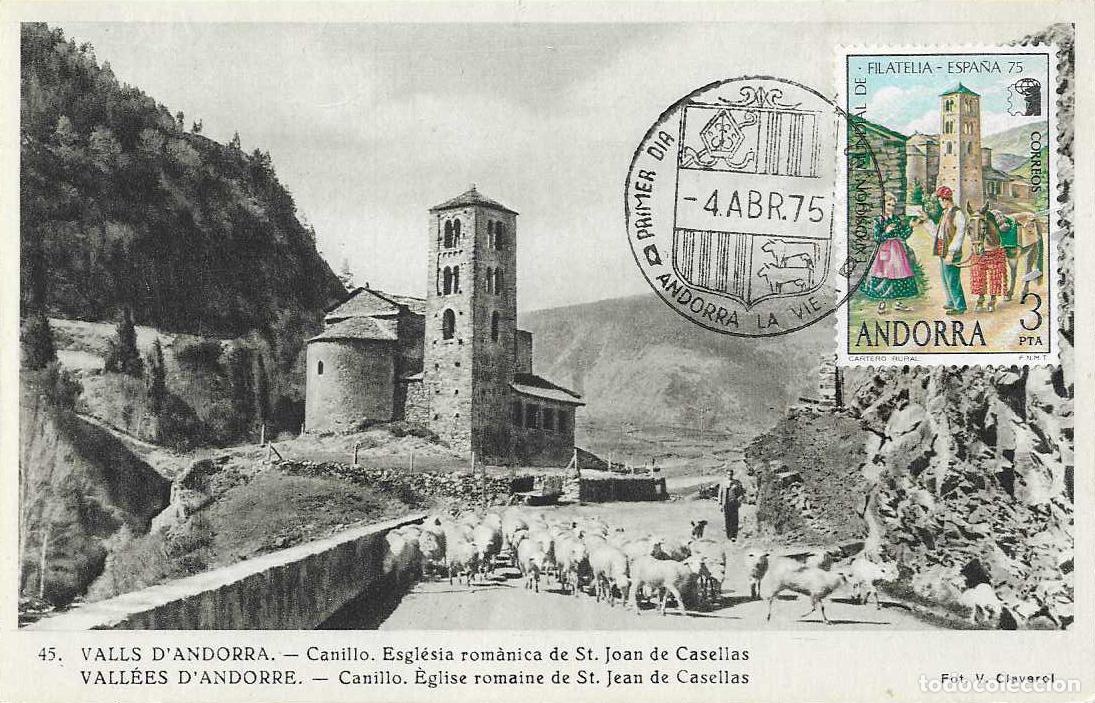 Briefmarken: IGLESIA ROMANICA ST JOAN DE CASELLAS CANILLO ANDORRA ESPA&Ntilde;OLA 1975 (EDIFIL 96) EN TM PD RARO ASI VER