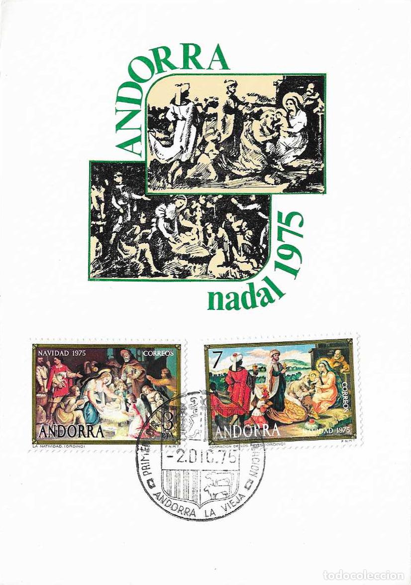 Sellos: NAVIDAD 1975 PINTURAS BARROCAS IGLESIA PARROQUIAL DE ORDINO ANDORRA ESPA&Ntilde;OLA (EDIFIL 100/101) TM PD