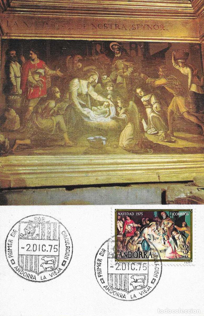 Timbres: NAVIDAD 1975 PINTURA BARROCA EL NACIMIENTO IGLESIA DE ORDINO ANDORRA ESPA&Ntilde;OLA (EDIFIL 100) TM PD VER