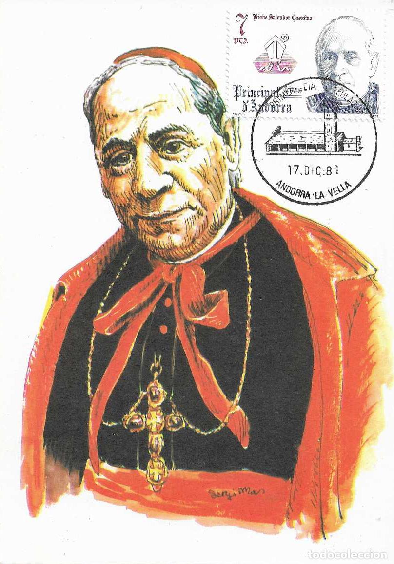 Francobolli: OBISPO SALVADOR CASA&Ntilde;AS COPRINCIPE EPISCOPALES 1981 ANDORRA ESPA&Ntilde;OLA (EDIFIL 146) TM PD AFA RARO VER