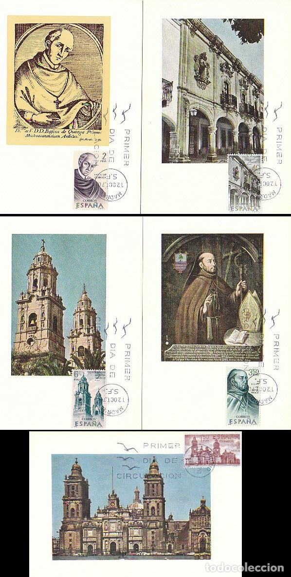 Briefmarken: Edifil n&ordm; 1996/2000, forjadores de Am&eacute;rica (M&eacute;jico), Tarjeta M&aacute;xima de 12-10-1970 serie completa
