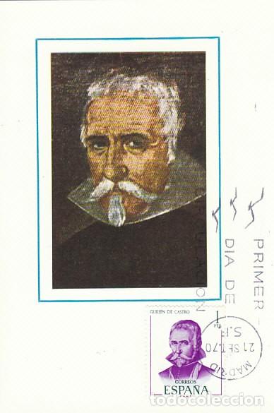 Briefmarken: Edifil 1991, Guillen de Castro, escritor, tarjeta m&aacute;xima primer d&iacute;a de 21-9-1970