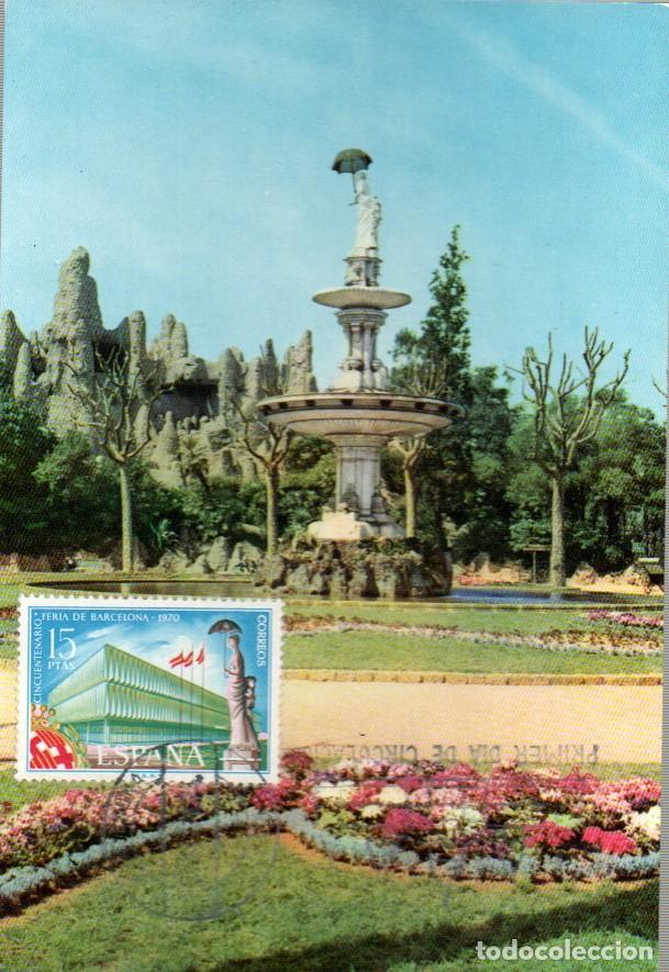 Timbres: Edifil 1975, feria de Barcelona (50 aniversario), La Dama del paraguas, tarjeta m&aacute;xima de 27-5-1970