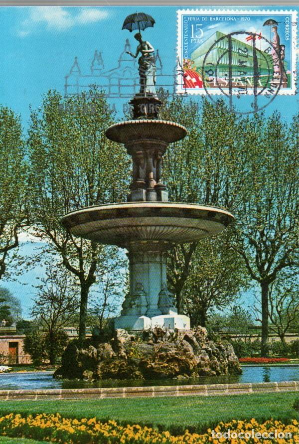 Timbres: Edifil 1975, feria de Barcelona (50 aniv&ordm;) La Dama del paraguas, tarjeta m&aacute;xima primer dia 27-5-1970