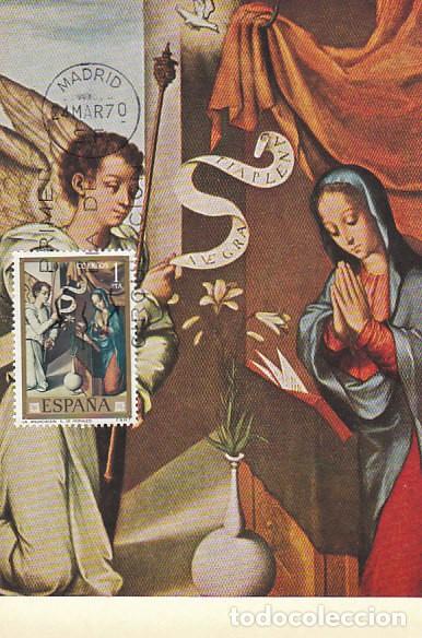 Timbres: Edifil 1964, LUIS DE MORALES, LA ANUNCIACION, tarjeta m&aacute;xima primer dia 27-5-1970
