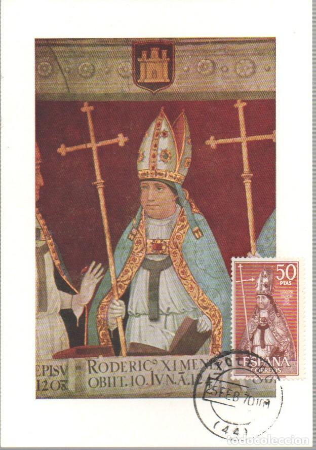 Timbres: Edifil n&ordm; 1962, Rodrigo Xim&eacute;nez de Rada, TARJETA MAXIMA PRIMER DIA MATASELLO FECHAS TOLEDO 25-2-1970