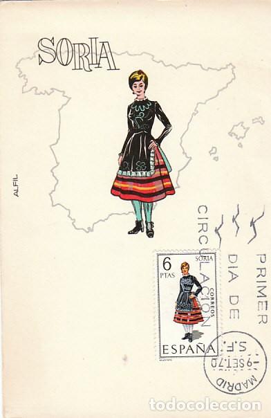 Timbres: EDIFIL 1957, TRAJE REGIONAL DE SORIA, TARJETA MAXIMA DE PRIMER DIA DEL A&Ntilde;O 1970, ALFIL