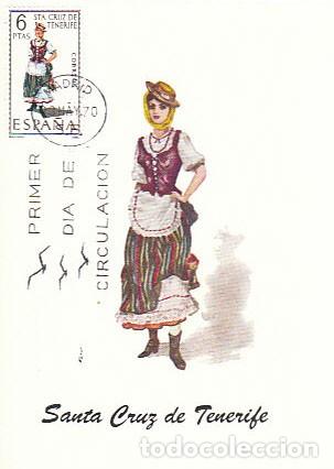 Timbres: EDIFIL 1953, TRAJE REGIONAL DE SANTA CRUZ DE TENERIFE, TARJETA MAXIMA DE PRIMER DIA DEL A&Ntilde;O 1970
