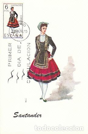 Timbres: EDIFIL 1954, TRAJE REGIONAL DE SANTANDER (CANTABRIA), TARJETA MAXIMA DE PRIMER DIA DEL A&Ntilde;O 1970