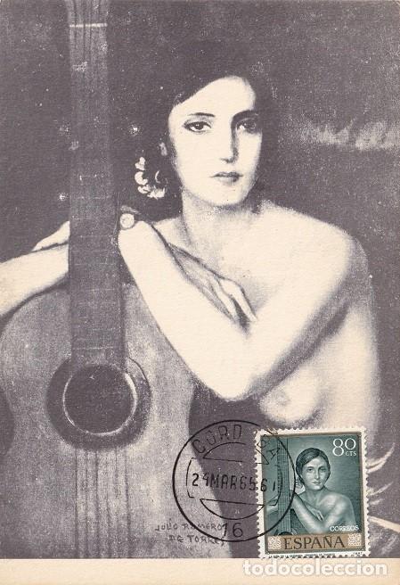 Sellos: M&aacute;xima C&oacute;rdoba 1965 - Pintura - Ni&ntilde;a de la guitarra - Julio Romero de Torres - Primer d&iacute;a