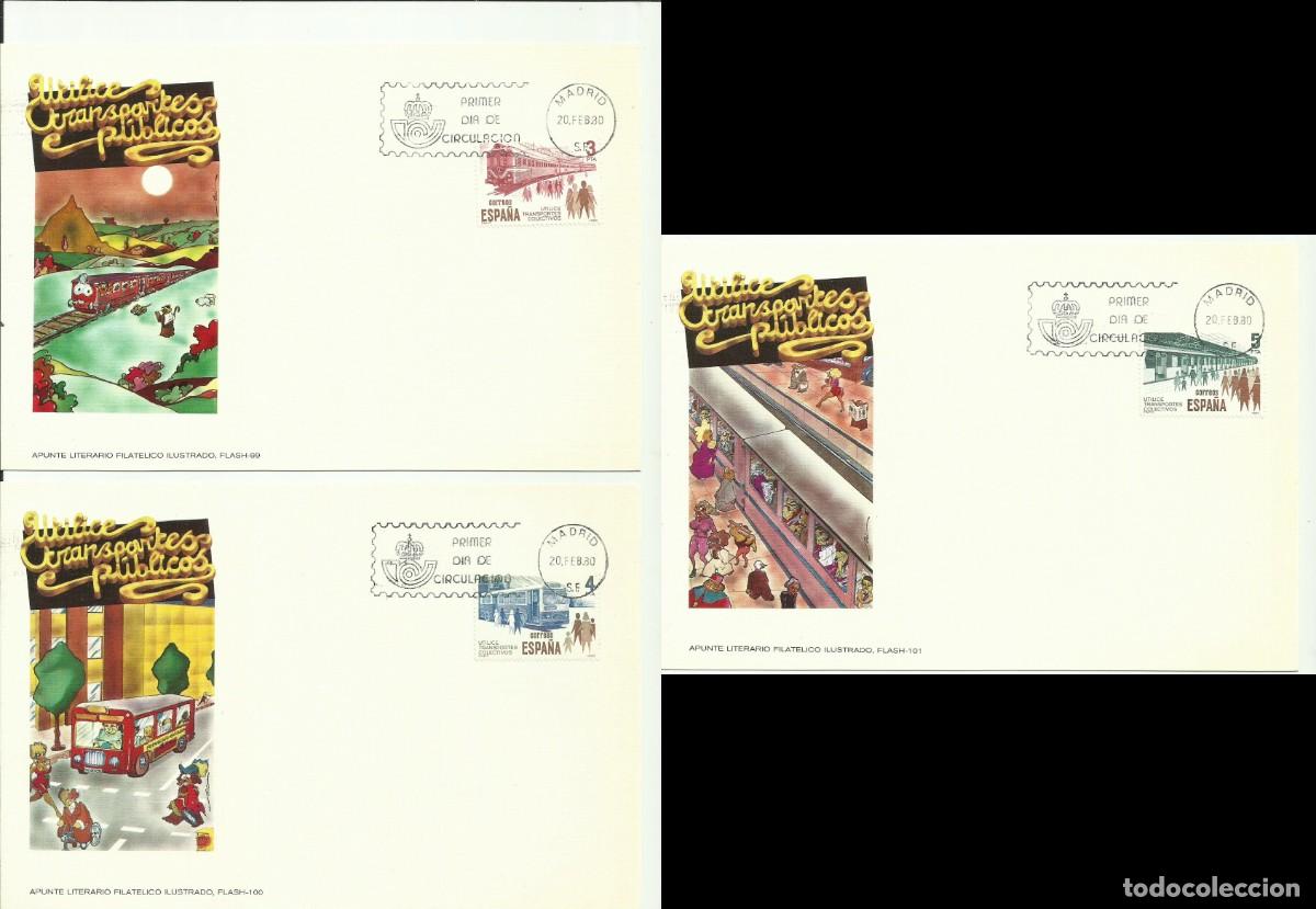 Selos: ESPA&Ntilde;A 1980 - 3 CARTES MAXIMUM TRANSPORTES COLECTIVOS - EDIFIL 2560/2562 - YVERT 2206/2208