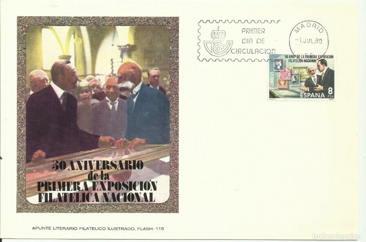Sellos: ESPA&Ntilde;A 1980 - CARTE MAXIMUM 50 ANIVERSARIO PRIMERA EXPOSICION FILATELICA - EDIFIL 2576 - YVERT 2222