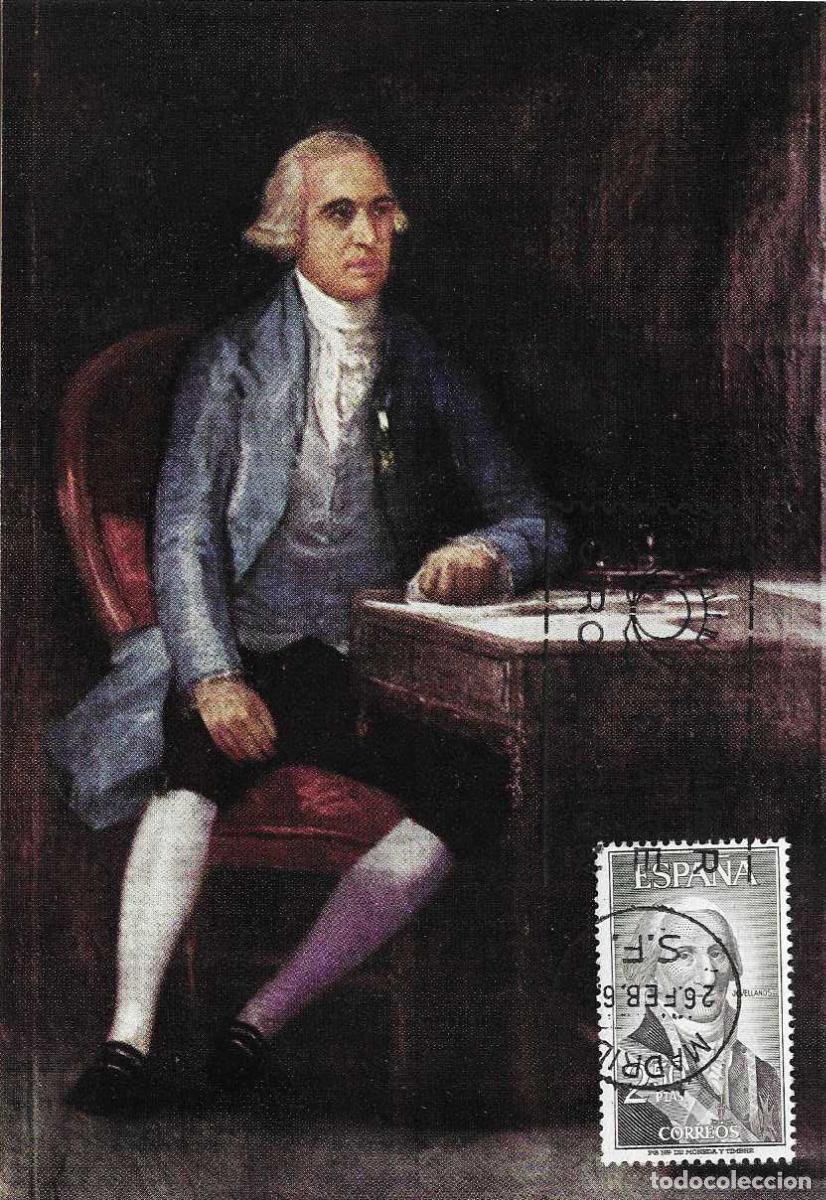 Sellos: GASPAR MELCHOR DE JOVELLANOS PERSONAJES ESPA&Ntilde;OLES 1965 (EDIFIL 1655) TARJETA MAXIMA PRIMER DIA RARO