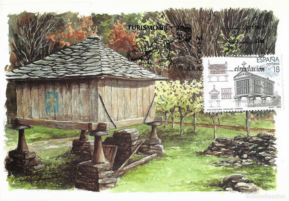 Sellos: HORREO DE GALICIA TURISMO 1988 (EDIFIL 2936) EN TARJETA MAXIMA PRIMER DIA MATASELLOS MADRID RARO ASI