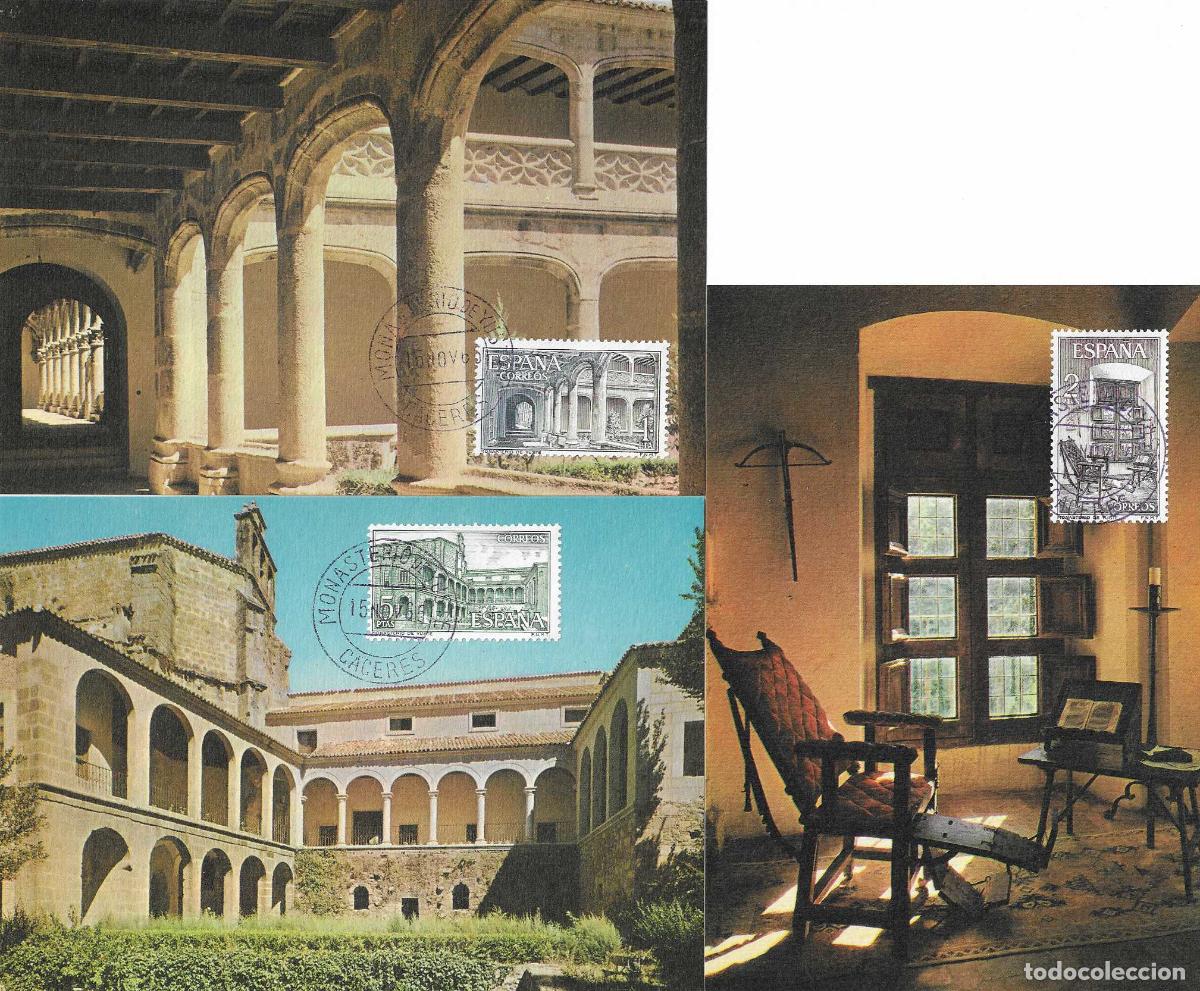 Sellos: MONASTERIO DE YUSTE CACERES 1965 (EDIFIL 1686/88) EN TRES TM PD MATASELLOS MONASTERIO RARAS ASI WXZ