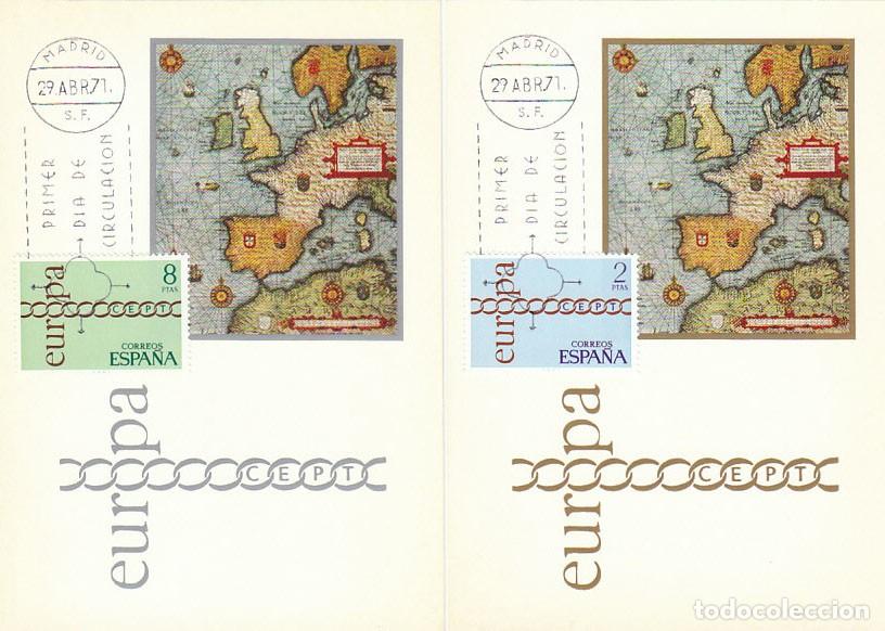 Sellos: EDIFIL 2031/2, EUROPA 1971, TARJETA MAXIMA DE PRIMER DIA DE 29-4-1971, SERIE COMPLETA