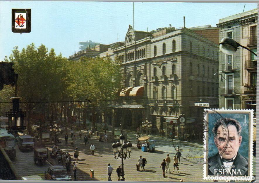 Sellos: EDIFIL 2027, AMADEO VIVES, TEATRO DEL LICEO, TARJETA MAXIMA MATASELLO DEL LICEO 11-11-1971
