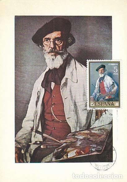 Sellos: EDIFIL 2025, ZULOAGA: PABLO URANGA, TARJETA MAXIMA DE PRIMER DIA DE 24-3-1971