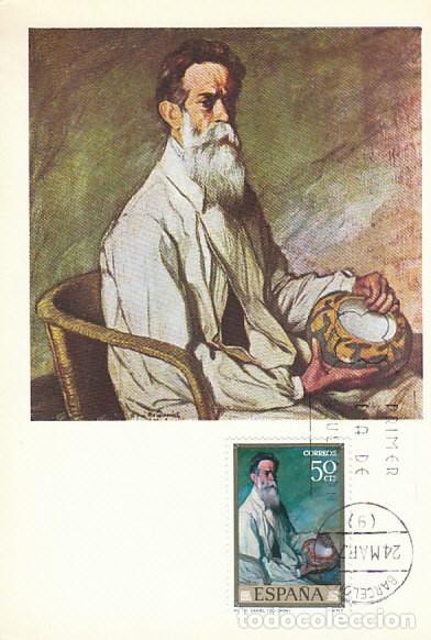 Francobolli: EDIFIL N&ordm; 2019, ZULOAGA, MI TIO DANIEL, TARJETA MAXIMA DE PRIMER DIA DE 24-3-1971