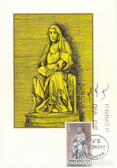 Sellos: Edifil n&ordm; 2009, A&ntilde;o Santo Compostelano 1971, Santa Brigida de Wadstena ( TARJETA MAXIMA DE 4-1-1971