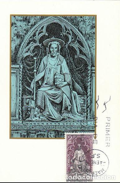 Sellos: Edifil n&ordm; 2011, A&ntilde;o Santo Compostelano 1971, Santiago de Pistola (Italia) TARJETA MAXIMA DE 4-1-1971