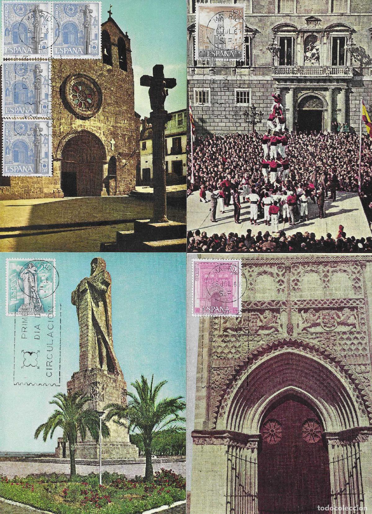 Sellos: TURISMO SERIE TURISTICA 1967 (EDIFIL 1802/08) EN SIETE TARJETAS MAXIMAS PRIMER DIA RARO MPM