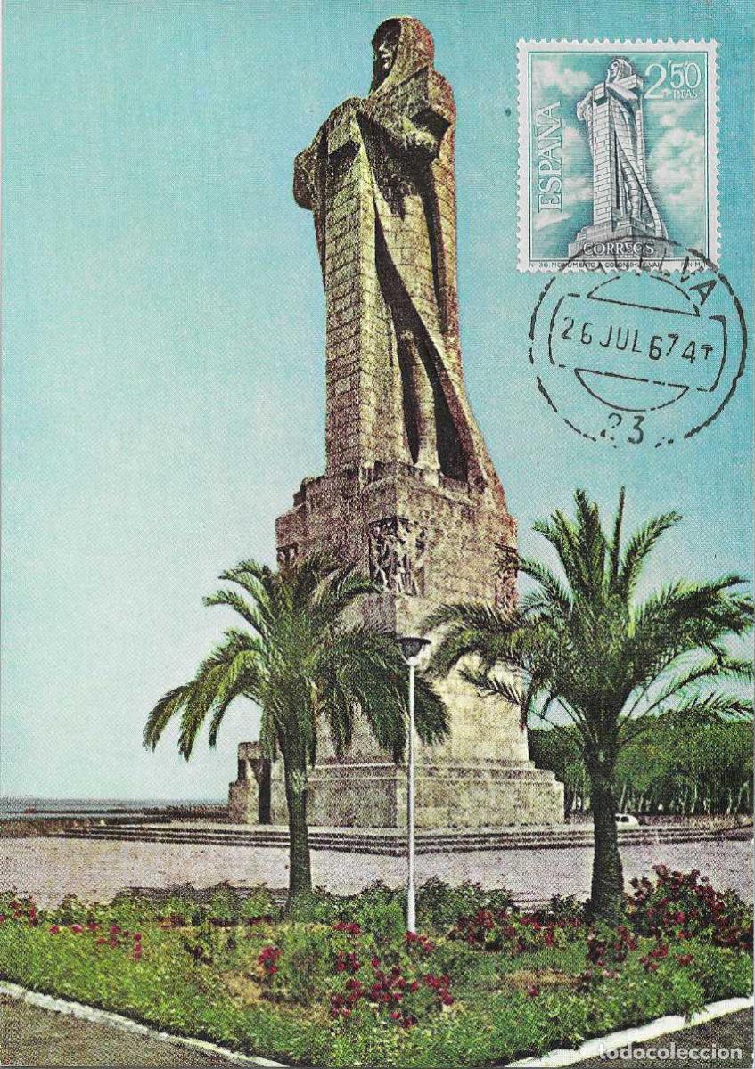 Sellos: MONUMENTO A COLON EN HUELVA SERIE TURISTICA 1967 (EDIFIL 1805) TM PD MATASELLOS HUELVA RARO ASI MPM