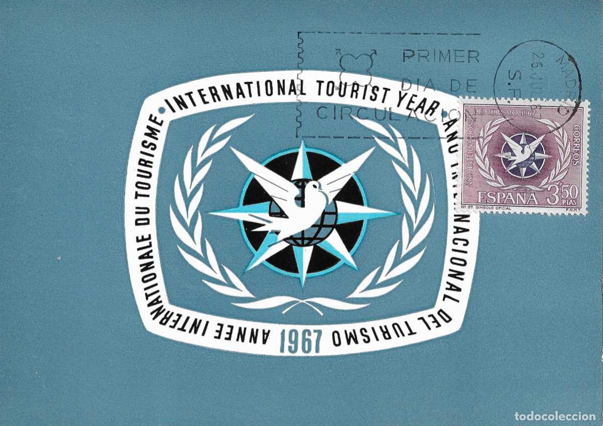 Sellos: EMBLEMA TURISMO SERIE TURISTICA 1967 (EDIFIL 1806) EN TARJETA MAXIMA PRIMER DIA MPM