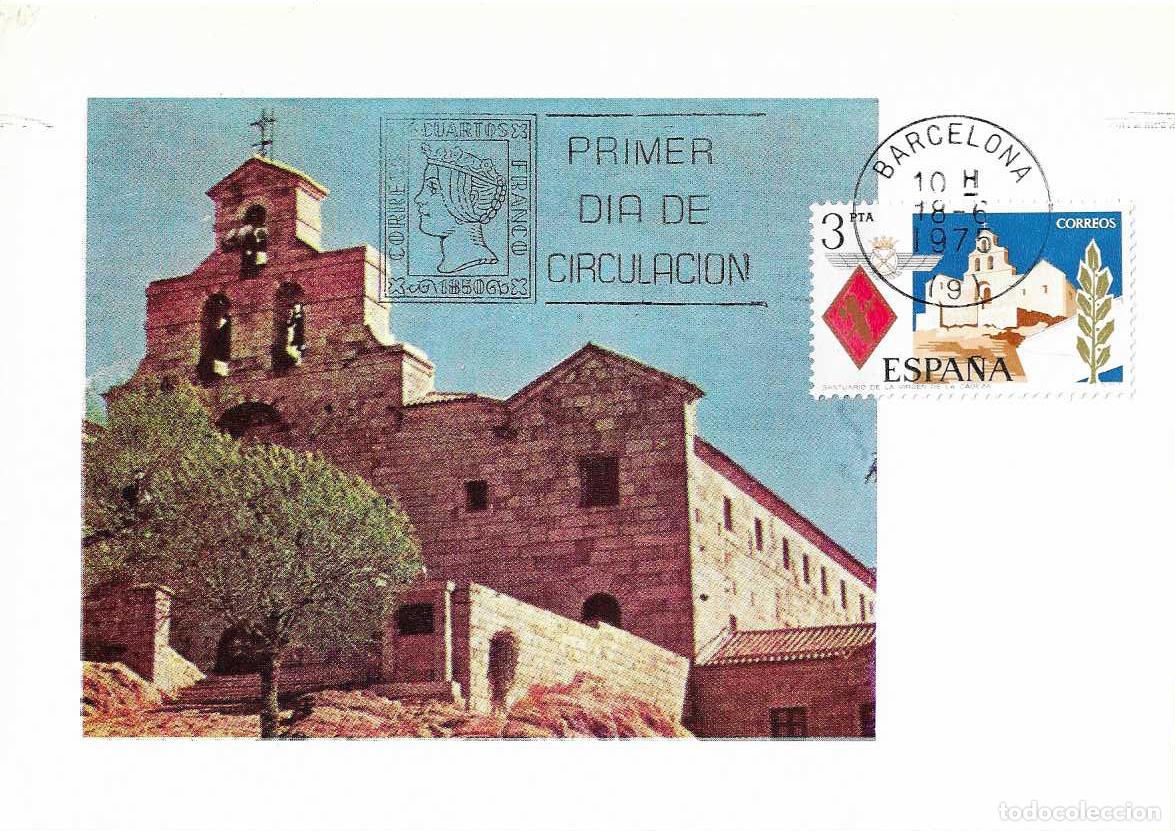 Sellos: SANTUARIO SANTA MARIA DE LA CABEZA ANDUJAR JAEN 1975 (EDIFIL 2265) EN TM PRIMER DIA BARCELONA MPM
