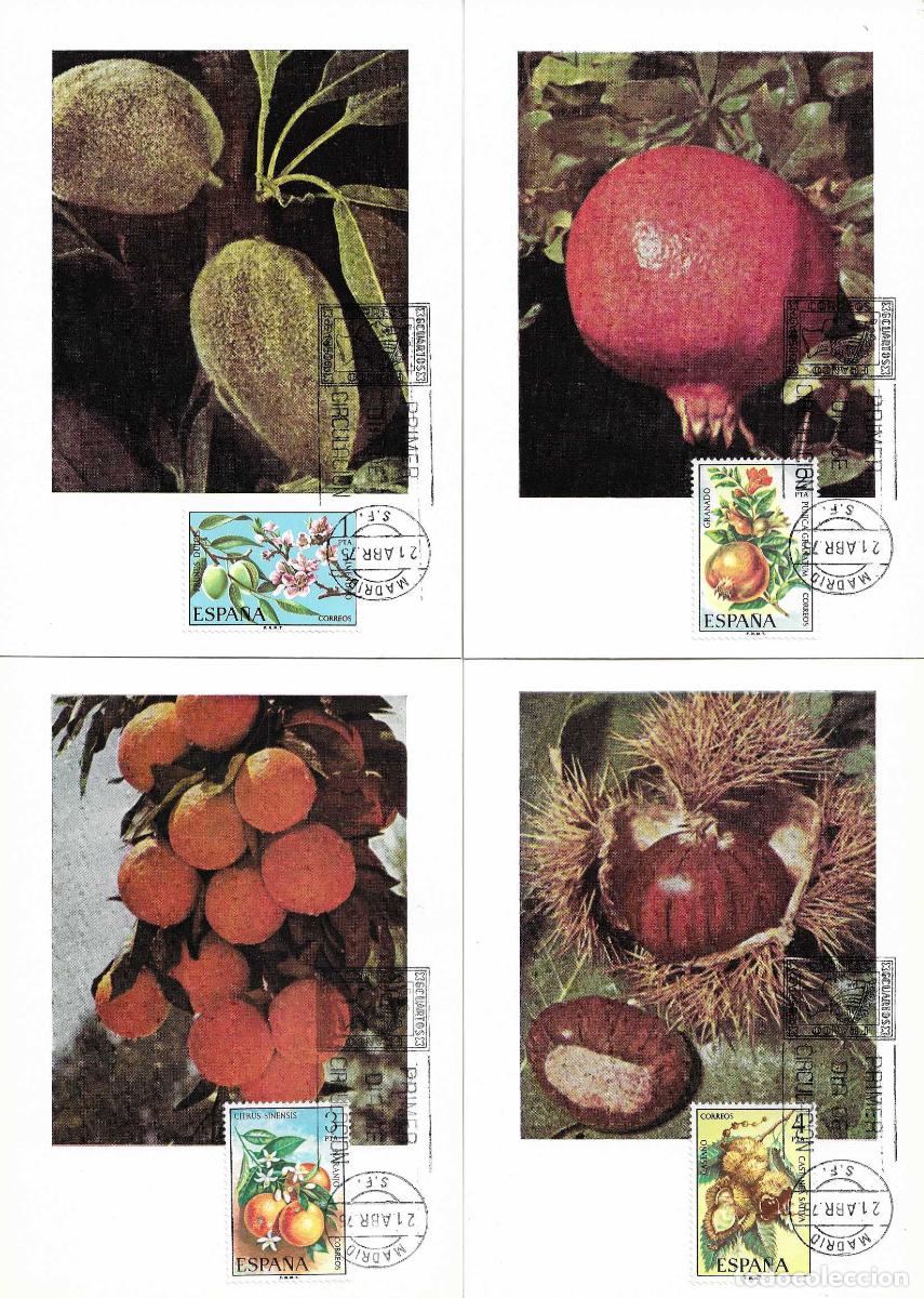 Sellos: FLORA 1975 (EDIFIL 2254/58) EN CINCO TARJETAS MAXIMAS PRIMER DIA BONITAS Y RARO ASI MPM