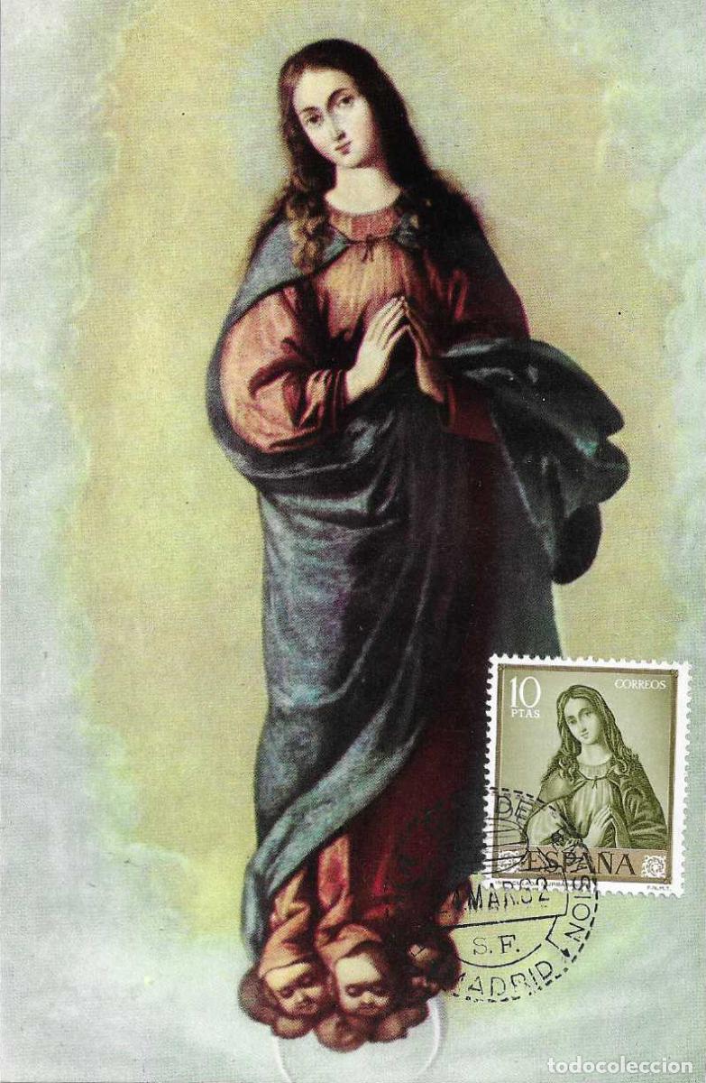 Sellos: PINTURA RELIGION INMACULADA FRANCISCO DE ZURBARAN 1962 (EDIFIL 1427) TM PRIMER DIA VER REVERSO MPM