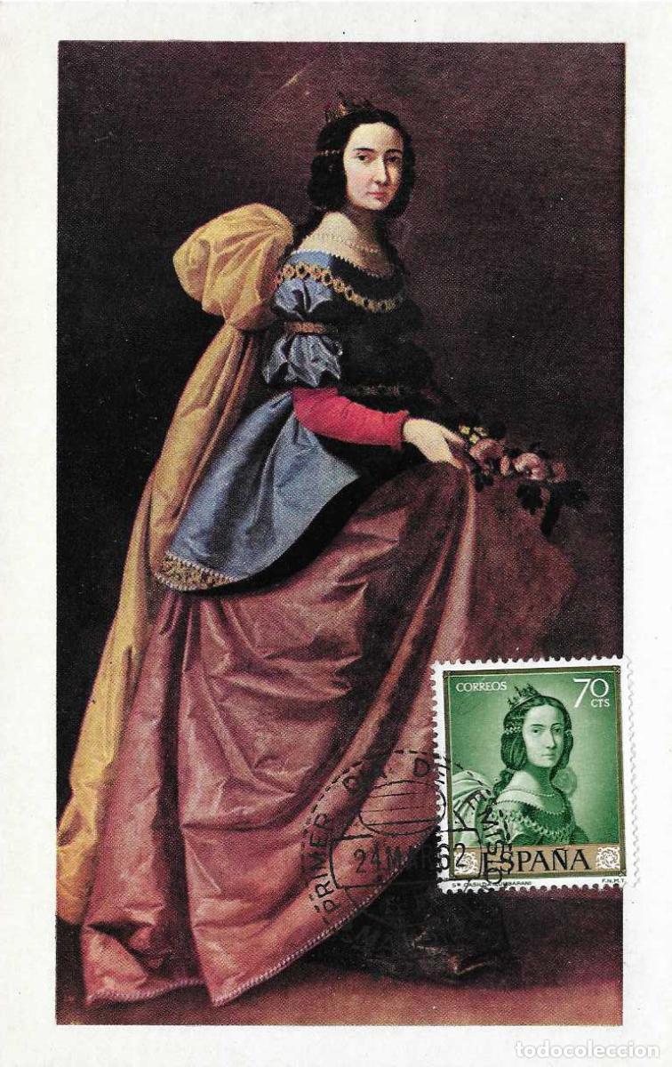 Sellos: PINTURA RELIGION SANTA CASILDA JOSE FRANCISCO DE ZURBARAN 1962 (EDIFIL 1420) TM PD VER REVERSO MPM