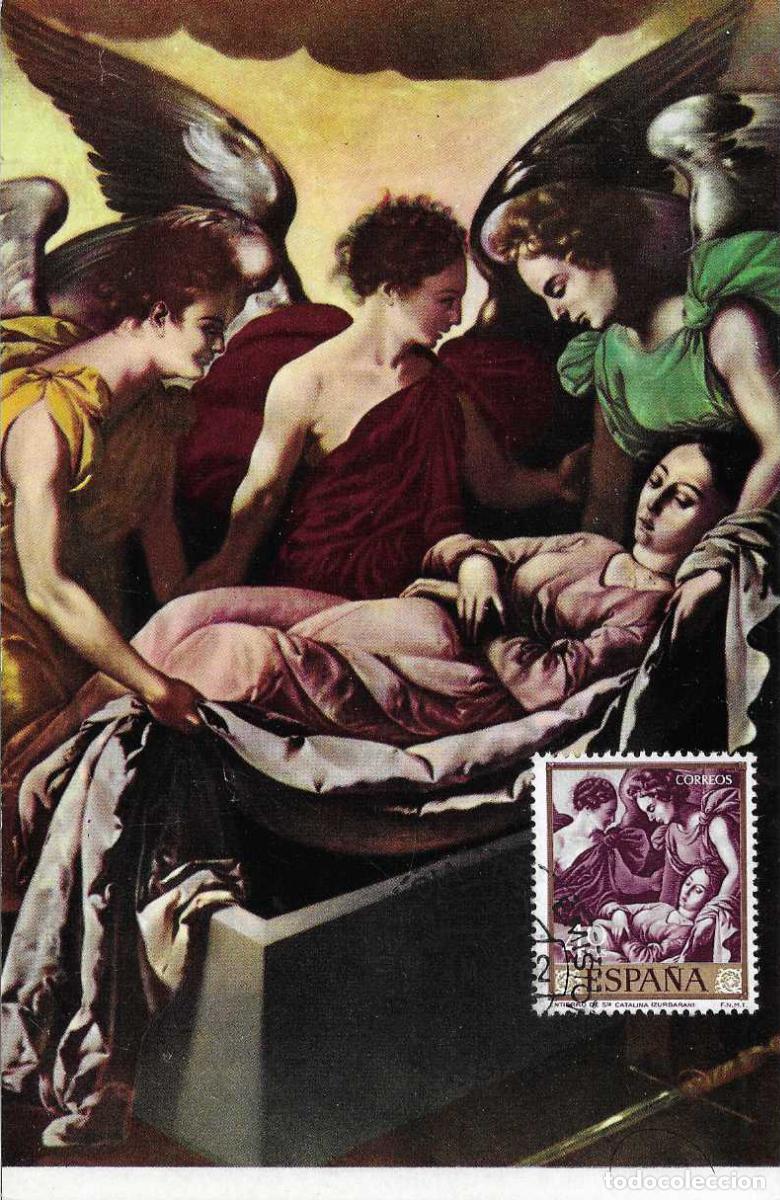 Sellos: PINTURA RELIGION ENTIERRO SANTA CATALINA JOSE FRANCISCO DE ZURBARAN 1962 (EDIFIL 1419) TM PD VER MPM