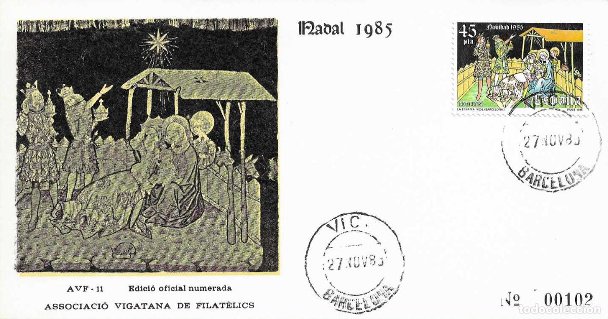 Sellos: NAVIDAD 1985 TAPIZ SANT JOAN ABADESSES (EDIFIL 2819) EN TM PD MATASELLOS VIC VICH BONITA Y RARA ASI