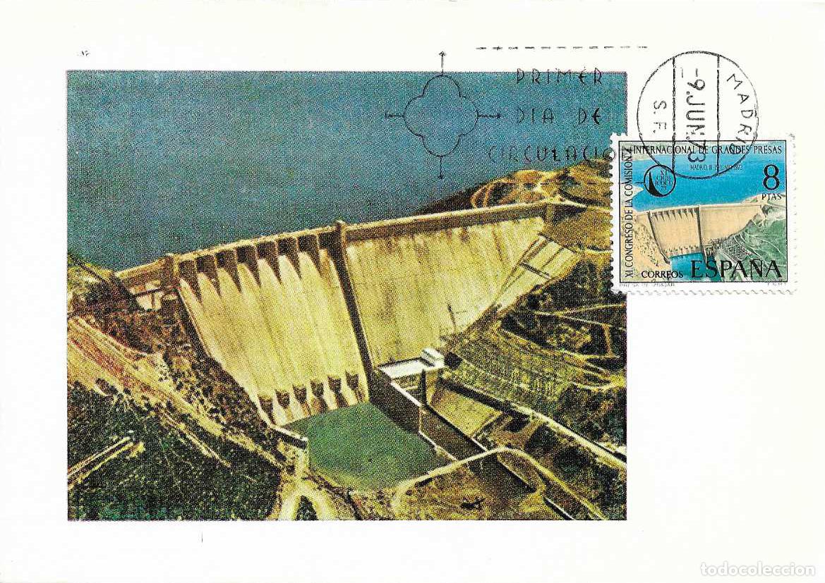 Sellos: PRESA DE IZNAJAR CORDOBA GRANDES PRESAS XI CONGRESO COMISION INT 1973 (EDIFIL 2128) EN TM PD MADRID