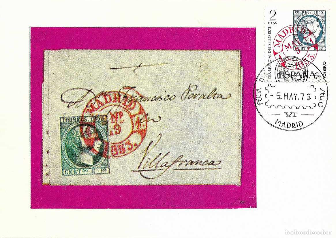 Sellos: DIA MUNDIAL DEL SELLO 1973 (EDIFIL 2127) EN TM PD MATASELLOS VI FERIA NACIONAL DEL SELLO MADRID RARO