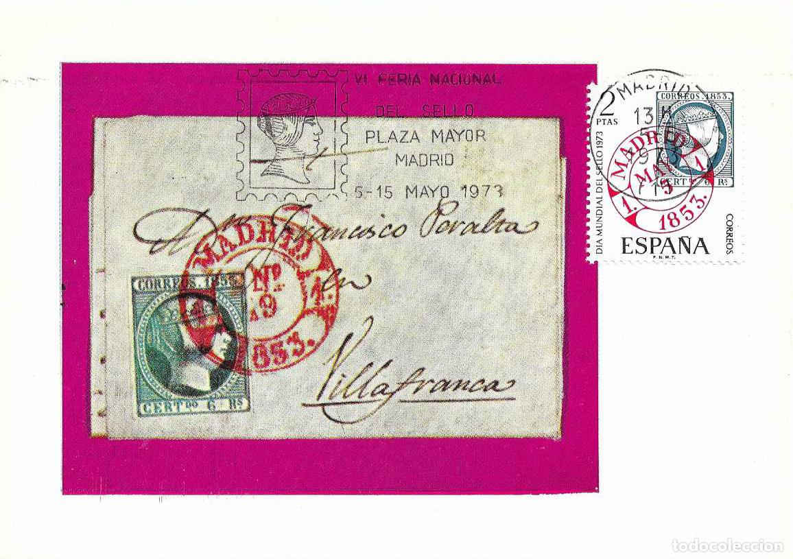 Sellos: DIA MUNDIAL DEL SELLO 1973 (EDIFIL 2127) TM PD MATASELLOS RODILLO VI FERIA NACIONAL DEL SELLO MADRID