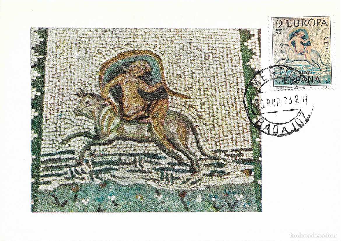 Sellos: ARQUEOLOGIA RAPTO DE EUROPA CEPT 1973 (EDIFIL 2125) EN TM PD MATASELLO MERIDA (BADAJOZ) RARO ASI MPM