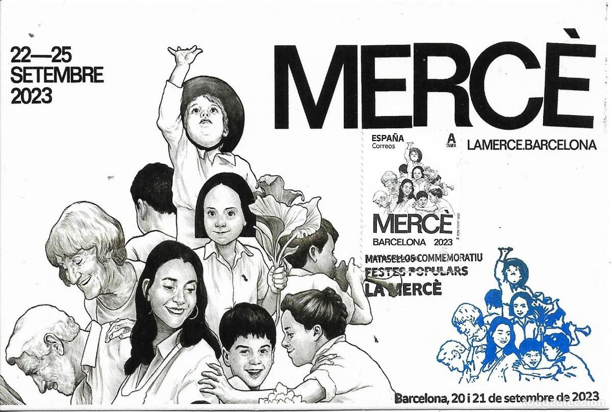 Stamps: ESPA&Ntilde;A. TARJETA MAXIMA. FIESTA DE LA MERCE. BARCELONA. 2023