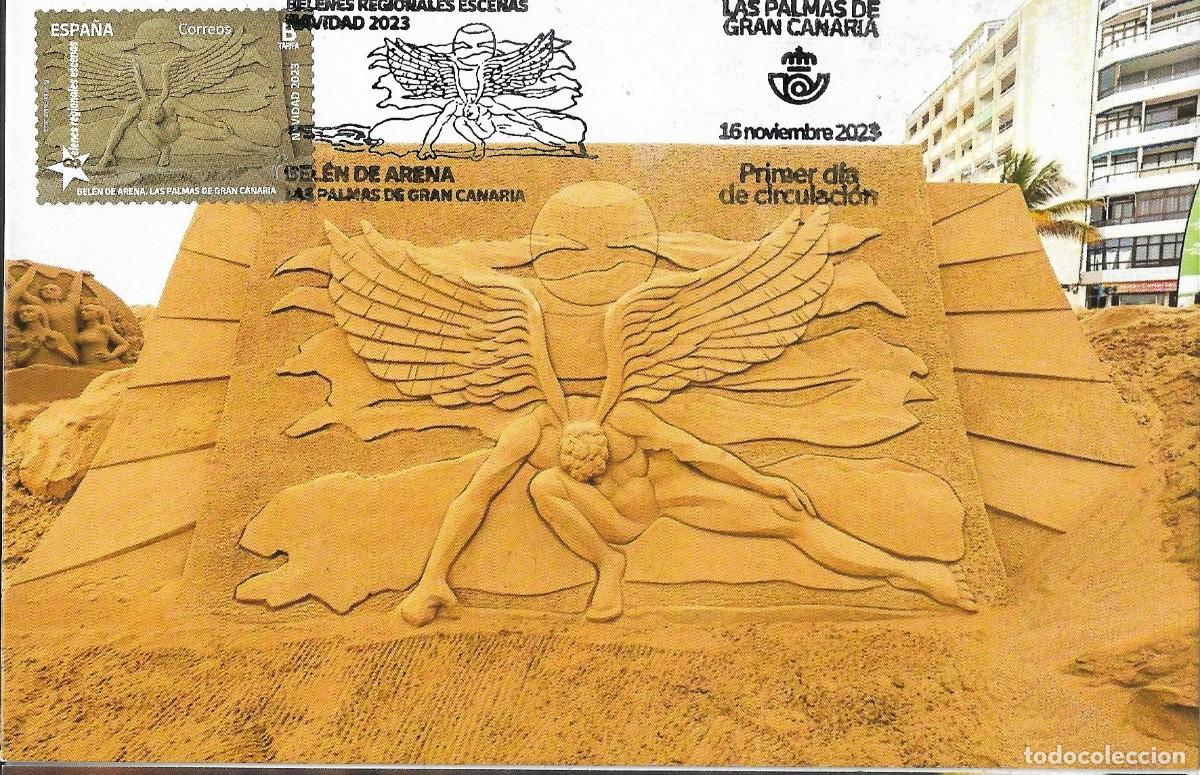 Stamps: ESPA&Ntilde;A. TARJETA MAXIMA PRIMER DIA. NAVIDAD. BELEN DE ARENA. LAS PALMAS DE GRAN CANARIA. 2023