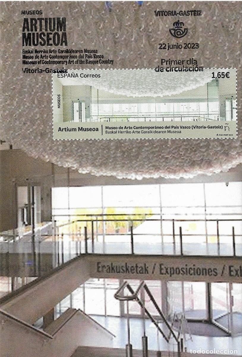 Sellos: ESPA&Ntilde;A. TARJETA MAXIMA PRIMER DIA. MUSEO DE ARTE CONTEMPORANEO DEL PAIS VASCO. VITORIA. 2023