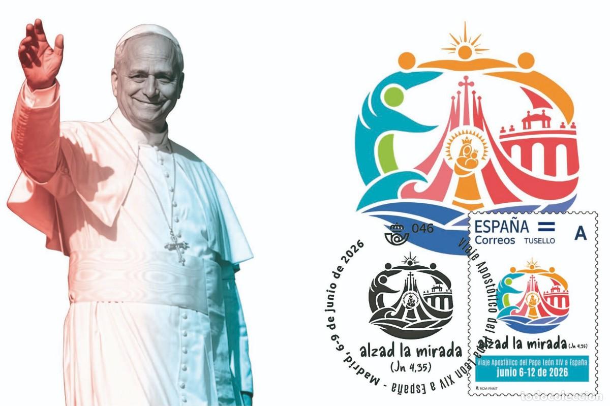 Briefmarken: Espa&ntilde;a Spain 2026 - Visita del Papa Leon XIV a Espa&ntilde;a, Madrid carte maximum